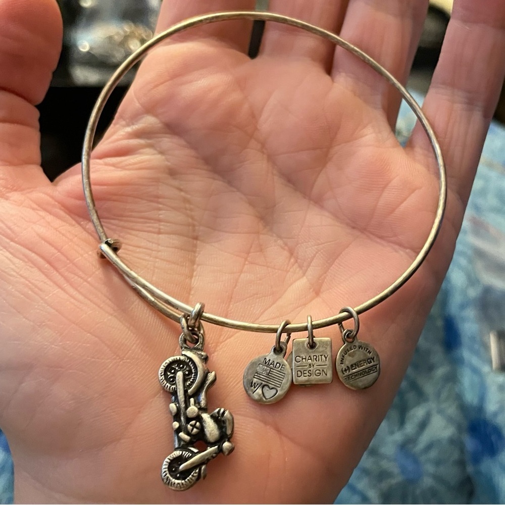 Alex & Ani Motorcycle Silver Charm Bangle